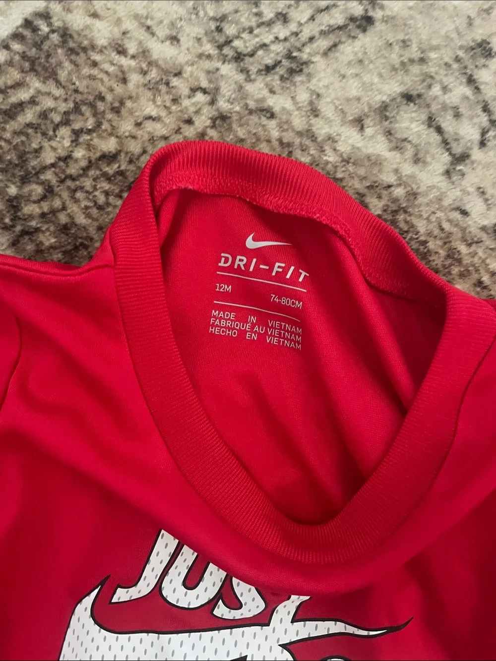 Nike Red Dri-FIT 'Just Do It' Tee with Gray Athletic Shorts 12 month set - Picture 4 of 4
